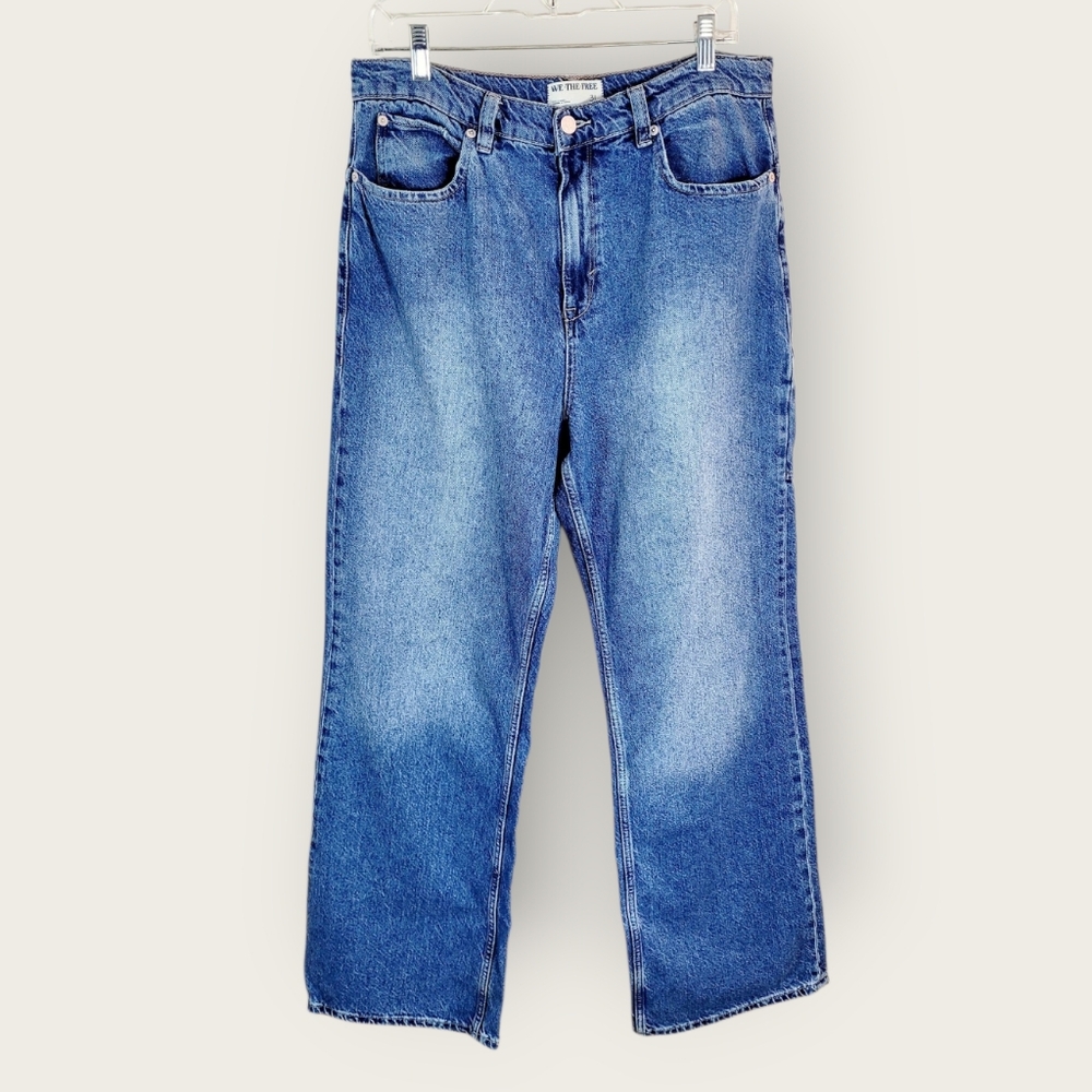Free People We The Free Tinsley Baggy High Rise Straight Leg Distressed Jeans 31 - Picture 4 of 14